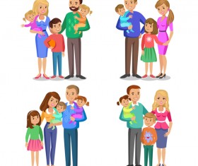 happy family cartoon illustration vector 01