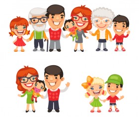happy family cartoon illustration vector 02
