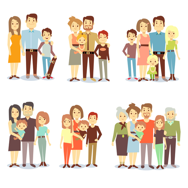 happy family cartoon illustration vector 03