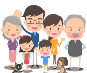 happy family cartoon illustration vector 05