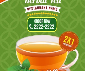 herbal tea poster template vector material