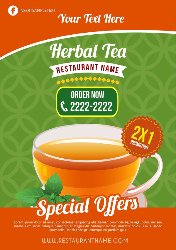 herbal tea poster template vector material