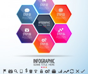 hexagon with infographic colored vector template 02