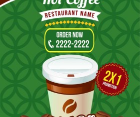 hot coffee poster template vector
