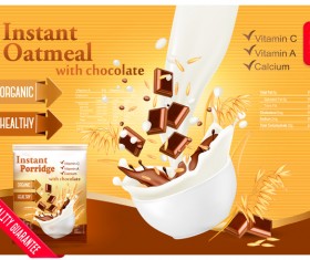 instant oatmeal with chocolate poster vector 01