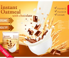 instant oatmeal with chocolate poster vector 02