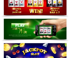 jackpot machine horizontal banners vector