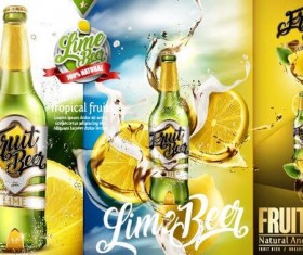 lime beer poster template vector