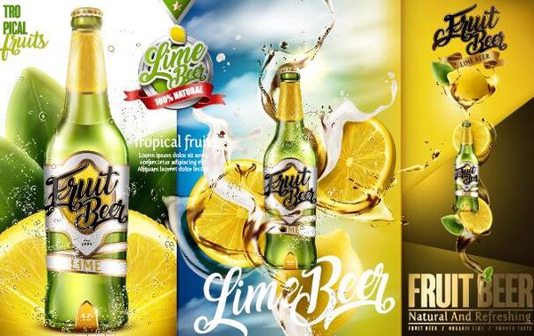lime beer poster template vector