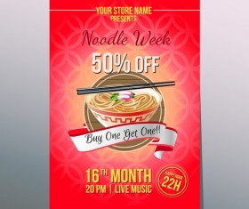 noodle week poster template vector