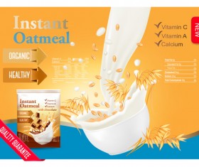 oatmeal with milk poster vector