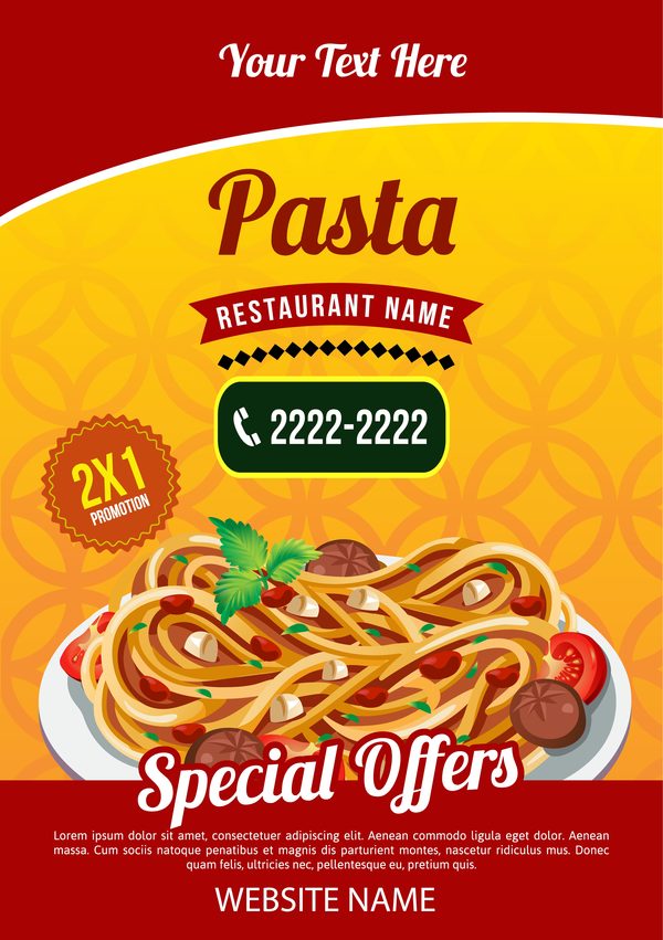 pasta poster template vector