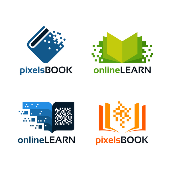 pixels book with online learn logo vector