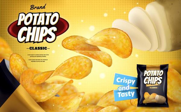 potato chips poster template vectors