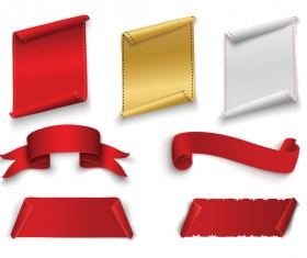 red ribbon with banners vector set