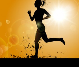 running girl silhouette vector