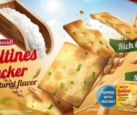 saltine cracker ad poster template vector 01