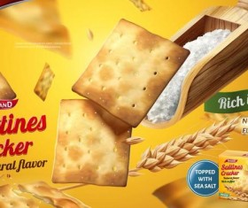 saltine cracker ad poster template vector 02