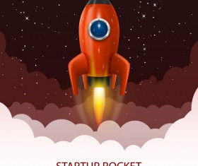 startup rocket vector template