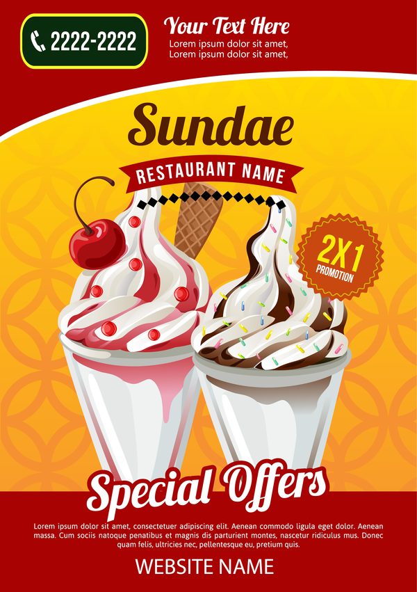 sundae poster template vector