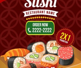 sushi restaurant poster template vector