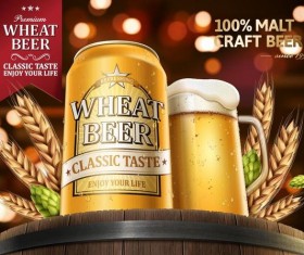 wheat beer ad poster template vector 01