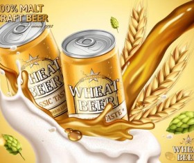 wheat beer ad poster template vector 02