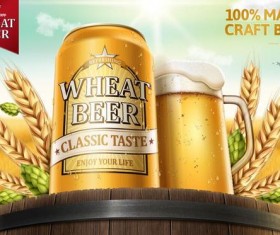 wheat beer ad poster template vector 03