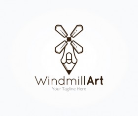 windmill art logo vector