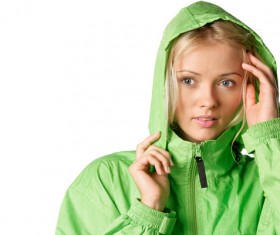 woman in a raincoat Stock Photo