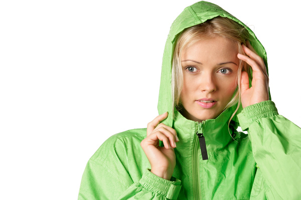 woman in a raincoat Stock Photo