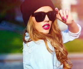 woman with sunglasses charm Stock Photo