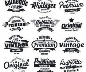 12 kind black vintage laels design vector