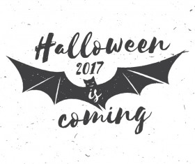 2017 Halloween label with bat vector