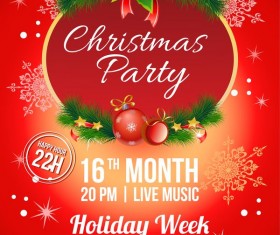 2017 christmas red party poster vector template