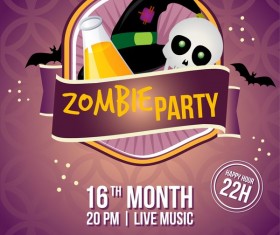 2017 halloween zombie party poster vector template