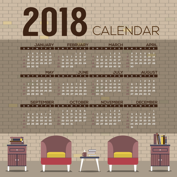 2018 city calendar vector template 02