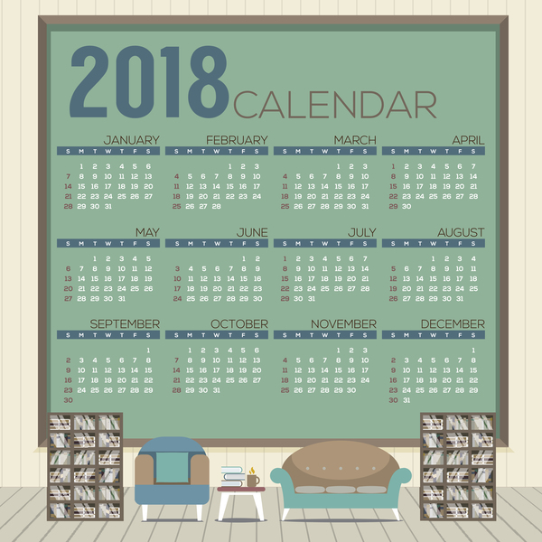 2018 city calendar vector template 03