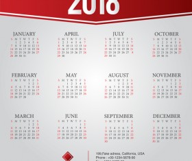2018 company calendar template red styles vector