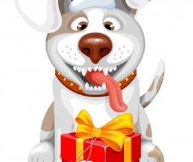 2018 new year gift with dog vector