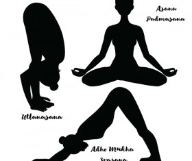3 yoga pose silhouette vector design