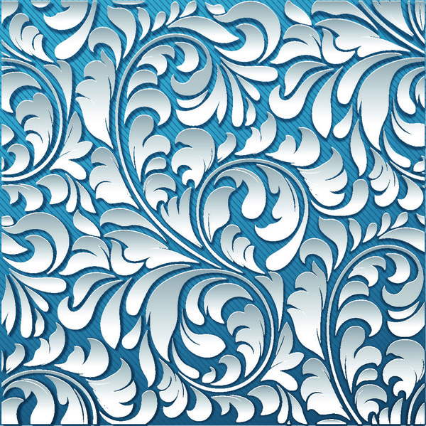 3D Paper cutting floral pattern vector 01