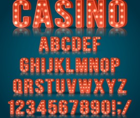 3D neon alphabet with number vector