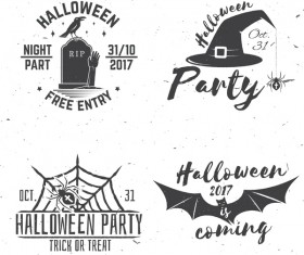 4 Kind 2017 Halloween label vector set