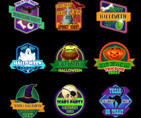 9 Kind halloween labels sticker vector