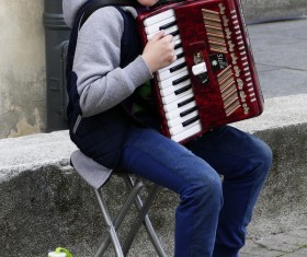 Accordion boy Stock Photo