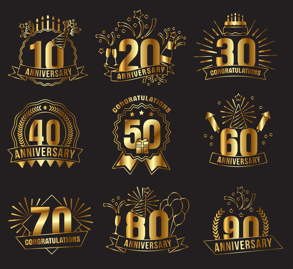 Anniversary golden labels vector