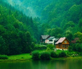 Aoyama green water forest holiday house Stock Photo