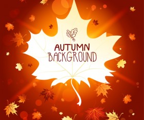 Autumn background with blank leaf vector