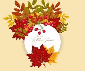 Autumn card with flower frame vector 01